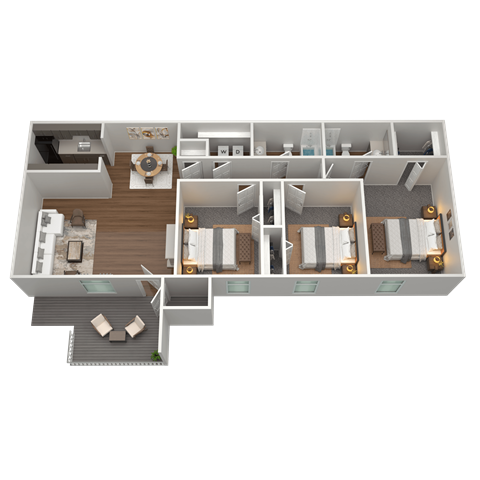 3 Bed 2 Bath Floor Plan | 1,188 Sq. Ft. at The Annaline in TN 37217